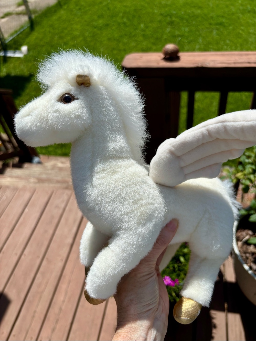 Early 1990s Gund White Pegasus Horse plush Hansa? 1992 Vintage HTF Animal